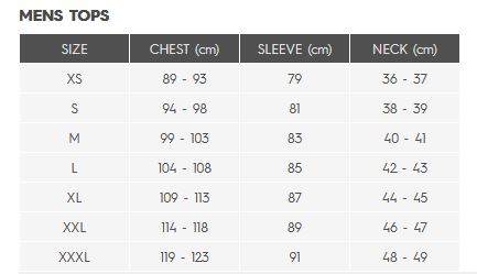 Quiksilver Mens Tops 0 Tableau des tailles